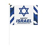 Happy Israel Independence Day Hand Held Flags Small Flag Party Decorations Parade Festival 5.5x8.2 Inch,One Size