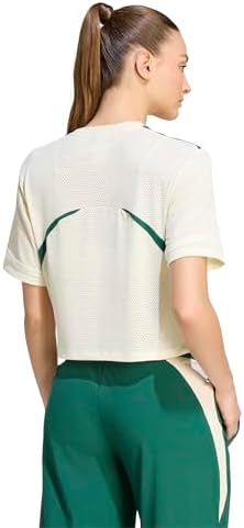 adidas Women's Hyperglam 3-Stripes Color Block Mesh T-Shirt, Ivory, Medium - 3