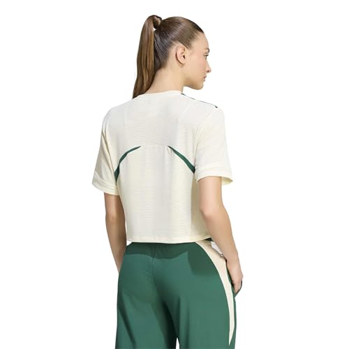 adidas Women's Hyperglam 3-Stripes Color Block Mesh T-Shirt, Ivory, Medium by adidas - Used condition - Image 4