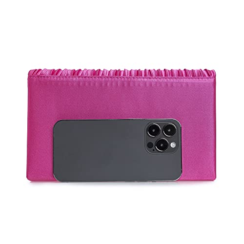Ixebella Evening Bag Elegant Women Party Handbag Pleated Satin Clutch For Wedding/Prom/Formal Events (Hot Pink) #TOP2