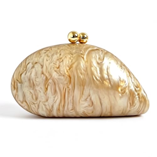 Image of Acrylic Shell Shaped Bag Luxury Marble Clutch Evening Purses for Women Glitter Handbag for Wedding Cocktail Party Prom