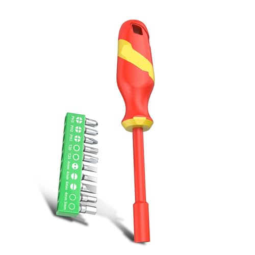 Uqezagpa Kits de puntas de destornillador aisladas resistentes a los golpes con punta de acero para técnicos, electricistas, proyectos de ingeniería