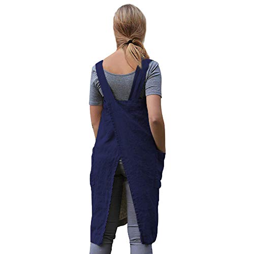 Women's Cross Back Pinafore Apron With Large Pockets Home Kitchen, Restaurant, Coffee House,Cooking Gardening Works #TOP3