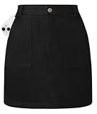 Kate Kasin Mini Black Skirt for Women, High Waisted Suede Skirt, Fall Pencil Skirts with Pockets 2026 Winter Skirts L