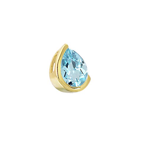 NKlaus Träne Tropfen Kettenanhänger 333 8 Karat Gold gelbgold 8x6mm Damen Blautopas 9205