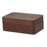 SAFIGLE Caja de gemelos de madera, elegante organizador portátil para clips de corbata y gemelos, amplio almacenamiento con diseño de compartimento, estuche único de nogal para hombres