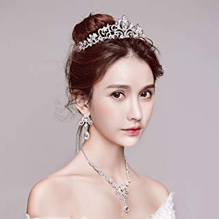 Sparkle Metal Jeweled Crystal Rhinestone Queen Crown Tiara Headband Bridal Pageant (White)