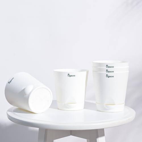 UGAOO 4 Inch Krish Self Watering Planter - Set of 5 (White) | Flo...