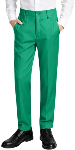 Plsily Boys Dress Pants Sim Fit Formal Adjustable Pants for Boys Kids School Uniform Trousers Green Size 6