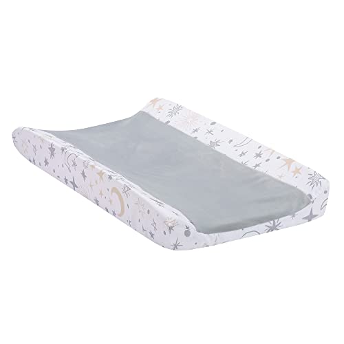 Image of Lambs & Ivy Goodnight Moon White/Gray Changing Pad Cover - Moons/Stars