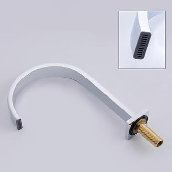 JESMVLPUTD Shower Head Set, 4 Hole Bath Tap Single Lever Shower Mixer White Waterfall Bath Shower Mixer Tap Shower Head for Bath Taps,Chrome