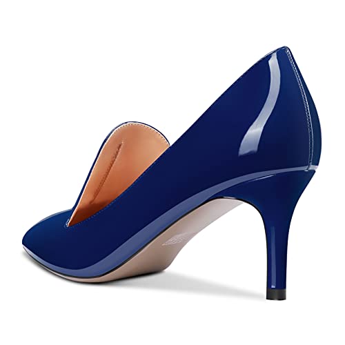 NobleOnly Women Stiletto Kitten Heel Close Dress Pointed Toe Slip-on Pumps 2.6 Inches Heels Wedding Office Party Shoes3