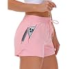 Mancreda Women’s Running Shorts with Liner 3 Zipper Pockets Elastic Workout Athletic Gym Yoga Shorts