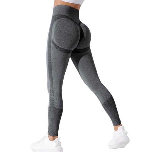 Neteson Mallas Deporte Mujer Push Up Cintura Alta Pantalones de Yoga Elásticos Leggins Control de Barriga Sin Costuras Scrunch Butt para Danza Gym Fitness
