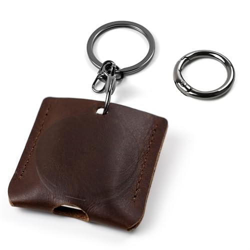 Yeahxing Case for Pebblebee Clip Universal Leather Protective Cover with Two Key Rings Scratch-Resistant Shell Compatible with Pebblebee Tracker Tag for Keys Pets Items (Case Only)