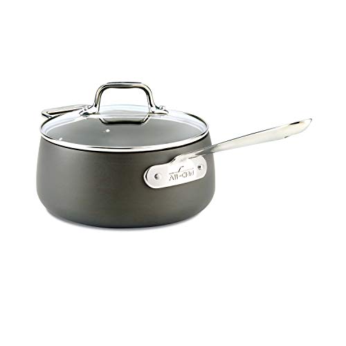 All-Clad HA1 Hard Anodized Nonstick Sauce Pan 3.5 Quart Induction Oven Safe 350F Pots and Pans, Cookware Black by All-Clad - Used condition - US$79.99