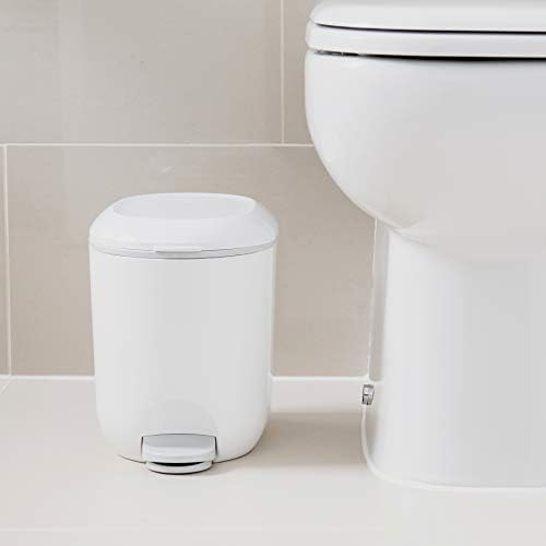 Addis 518503 Premium Deluxe Bathroom Pedal Bin with inner, 3.5 litre, White Grey, 29 x 18.5 x 23cm