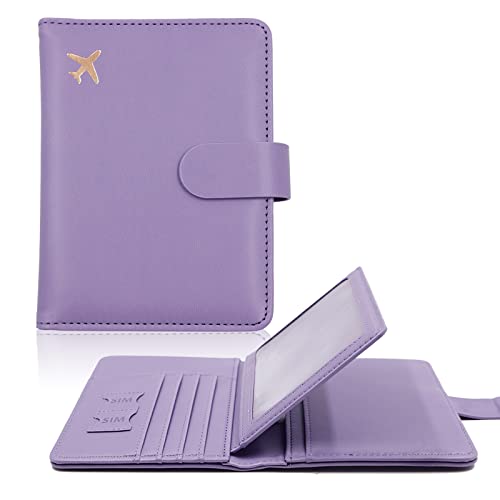 Image of Melsbrinna Passport Holder,Passport Holder Card Slots,Cute Passport cover for Women /Men,Waterproof Rfid Blocking Travel Wallet, Lavender, Traveling