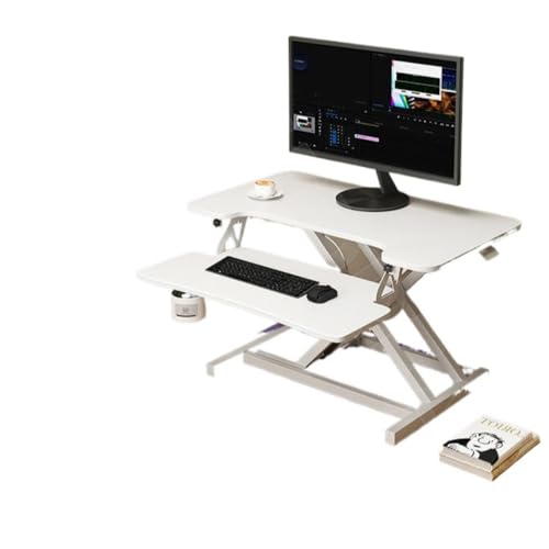 AOPIPI デスク、昇降式、X字型デザイン、高さ調節可能、安定感があり揺れなし、耐荷重性、滑り止め、耐久性、安定性、折りたたみ式、収納簡単、事務用品、オフィス、家庭、書斎、寝室に最適 (B,80*40cm(二階建てです))