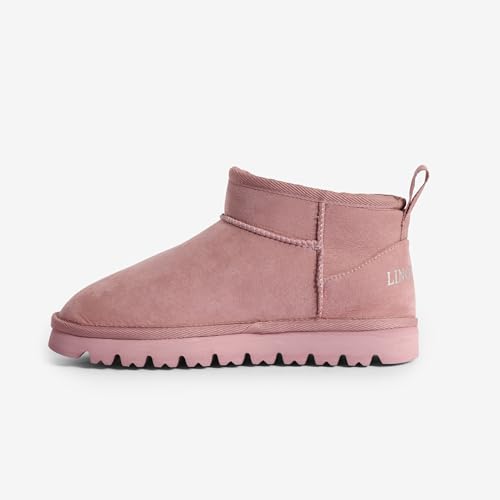 London Shoe Co Women’s Faux Suede Ankle Boots | Lightweight Flat Slip-On Winter Boots with Grip Sole – Everyday Casual Footwear (Pink, UK5) - Image 4