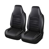 Autositz Schonbezug Sets für Ford Fiesta ST Recaro MK7/7.5 (2008-2017), Auto-Sitzbezüge Vordersitze 2Pcs Autositzbezüge Leder Atmungsaktiv Verschleißfest Bequem,C/White