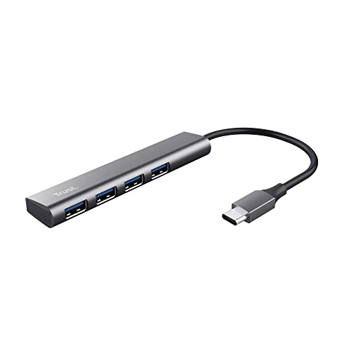 Trust Halyx USB-C Hub 4-Port USB-A 3.2 Gen 1, Thin and Compact Data Hub, 5 Gbps Data Transfer Speed, Plug & Play