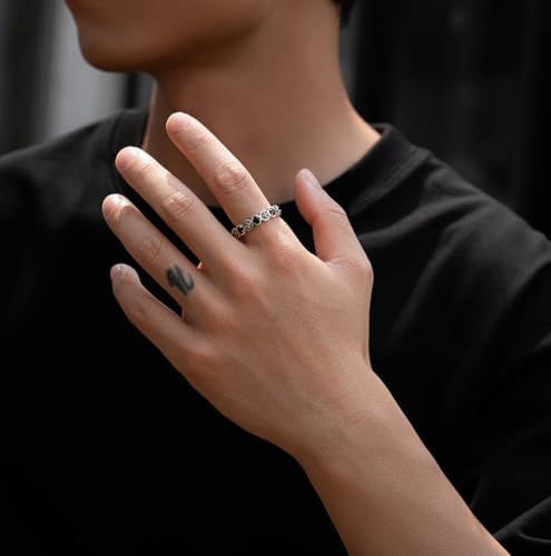 Open Black Zircon Cross Rings for Men Women, Adjustable Gothic Jewelry Ring — 사진 5