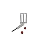 Miniature Desktop Cricket Game Clear Set - Playable Tabletop Cricket with Wickets & Balls - Office Desk Toy (Base Set - Red Balls)