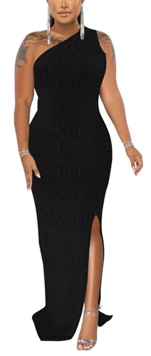 Formal Dress for Women Elegant Sparkly One Shoulder Sleeveless High Split Cocktail Party Prom Dresses2