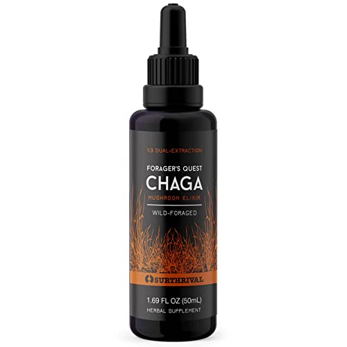 Surthrival: Chaga Mushroom Extract, Forager's Quest, 50 Servings, Elixir, Nature’s Immune-Boosting Medicinal Mushroom, Wild Harvested in New England, Miron Glass Bottled, 50 mL Surthrival: Chaga Mushroom Extract, Forager's Quest, 50 Servings, Elixir, Nature’s Immune-Boosting Medicinal Mushroom, Wild Harvested in New England, Miron Glass Bottled, 50 mL