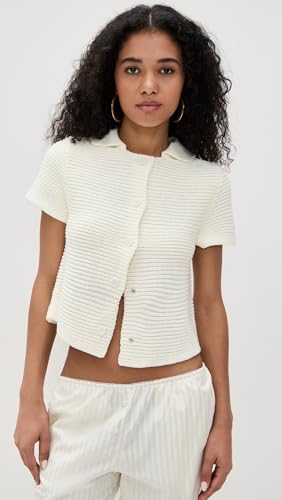 Women's Ribbed Knit Button Tee2