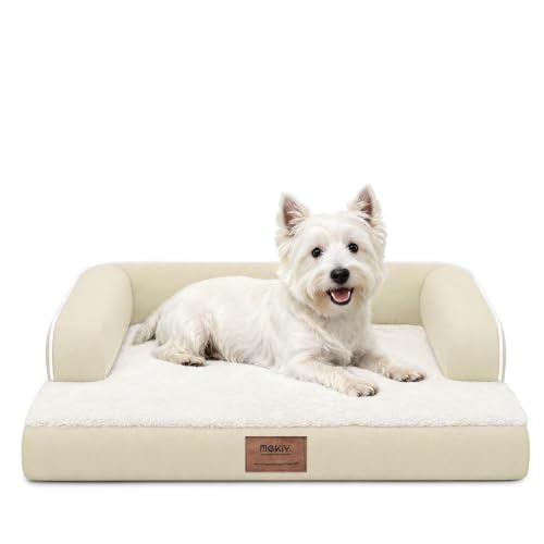 MEKIY Orthopedic Comfy Washable Dog Bed with Bolster for Medium Small Dogs