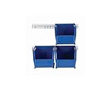 QUANTUM STORAGE SYSTEMS HNS230BL Solid Wall Mounted Rails 2 Shelves 11' H x 12' W x 11' D with 6 Blue Bins 11' L x 6' W x 5' H