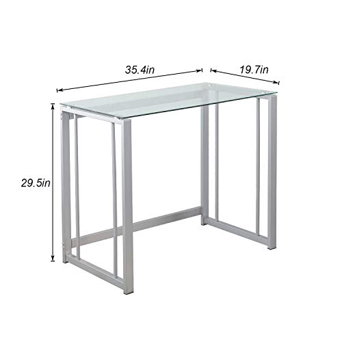 Soges Computer Desk 35.4 Inches Pc Desk Office Glass Desk Workstation For Home Office Use Writing Table Ut-097 #TOP2
