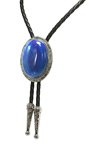 Image of Moranse Bolo Tie with Natural Tiger Eye Stone Celtic Style Genuine and Cowhide Rope