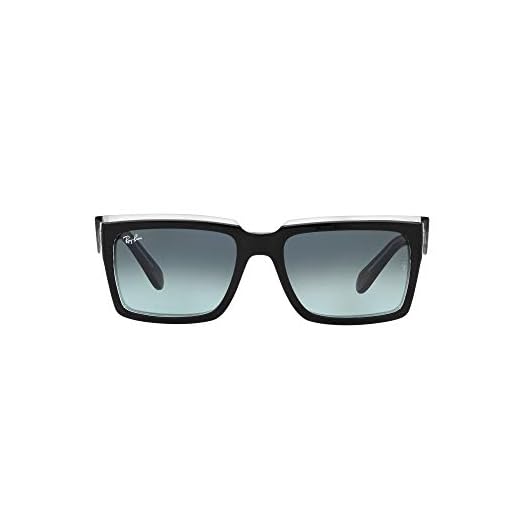 Ray-Ban Unisex RB2191 Inverness Rectangular Sunglasses, Black On Transparent/Blue Gradient, 54 mm