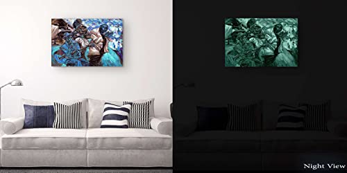 Startonight Canvas Wall Art Abstract - Blue Jazz Orchestra Music Painting - Large Artwork Print For Living Room 32" X 48" #TOP6