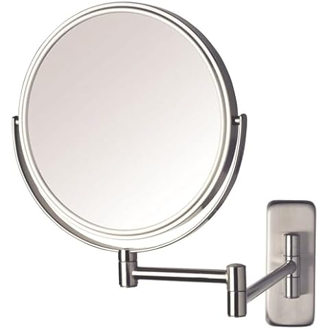JERDON 8-Inch Two-Sided Swivel Wall Mount Mirror - Makeup Mirror with 8X Magnification & 13.5 inch Wall Extension - Nickel Finish - Model JP7808N Cover
