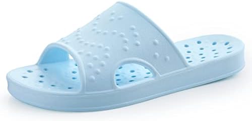 shevalues Shower Shoes for Women with Arch Support Quick Drying Pool Slides Lightweight Beach Sandals with Drain Holes, Light Blue-Update Version 5-6 Women / 3.5-4.5 Men