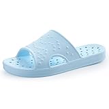 shevalues Shower Shoes for Women Men with Arch Support Quick Drying Pool Slides Lightweight Beach Sandals with Drain Holes, Light Blue 8-9 Women / 6.5-7.5 Men