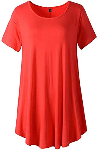 Newbestyle Camiseta de verano de manga corta asimétrica para mujer. rojo XXL