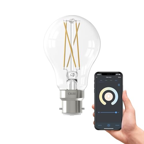 CALEX - Smart Filament Bulb B22, WiFi LED Bulb, Warm White Light, Clear, App and Works with Amazon Alexa and Google Home, 7W