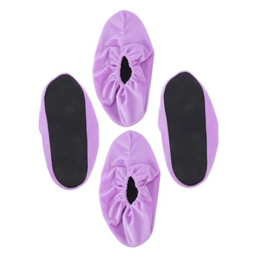 Hemoton Bowling Shoes Cover for Women 2 Pack Elastic Non-Slip Bowling Shoes Booties Violet