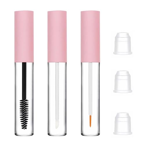 uadbau 3 Pack 10ml Clear Mascara Tube with Wand Empty Eyeliner Tube and Empty Lip Gloss Tubes Premium Eyelash Cream Container Bottle with Leak Stoppers Ideal Kit for DIY Cosmetics