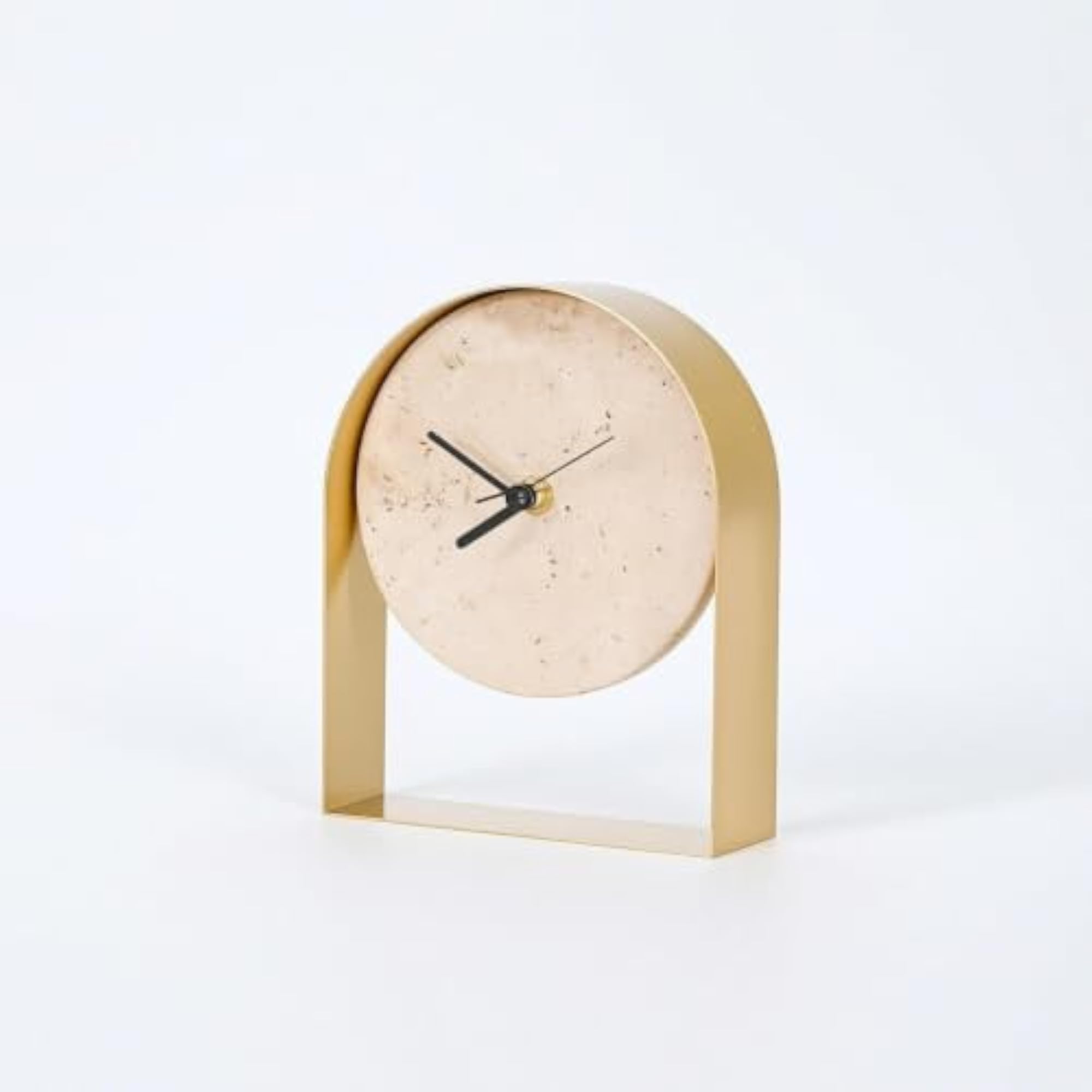 Clock with Stone Face, Compact Arched Mantel Design