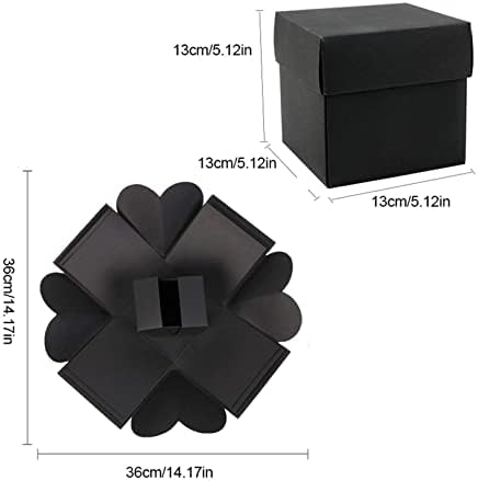 Black Explosion Box, DIY Photo Album Scrapbook Folding Gifts Boxes Handmade Folding Photo Albums Memory Box for Birthday Valentine's Day Wedding Proposal Engagement Birthday Anniversary (4 faces)