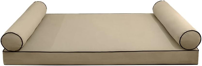 Prolinemax Style V5 Full Size Contrast Pipe Velvet Indoor Daybed Mattress Bolster Pillow Complete Set AD304