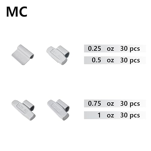 Zerint MC Style, 120pcs/kit, Grey, Wheel Weight Kit, 0.25oz, 0.5oz, 0.75oz, 1oz 30pcs Each(MC-M120) by ZERINT - Image 2