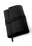 buchhülle leder mittelalter  MILANO Lederbuchhülle L schwarz: Variable Buchhülle aus echtem Rindsleder für Bücher bis 22,5 cm Höhe.