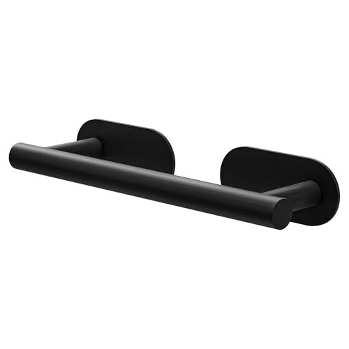 Amig - Toallero Adhesivo de baño Mod. EA-1 - Soporte de Pared para Toallas Adhesivo sin Tornillos - 230 x Ø19 x 70 x 45 mm - Acero Inoxidable - Negro Mate